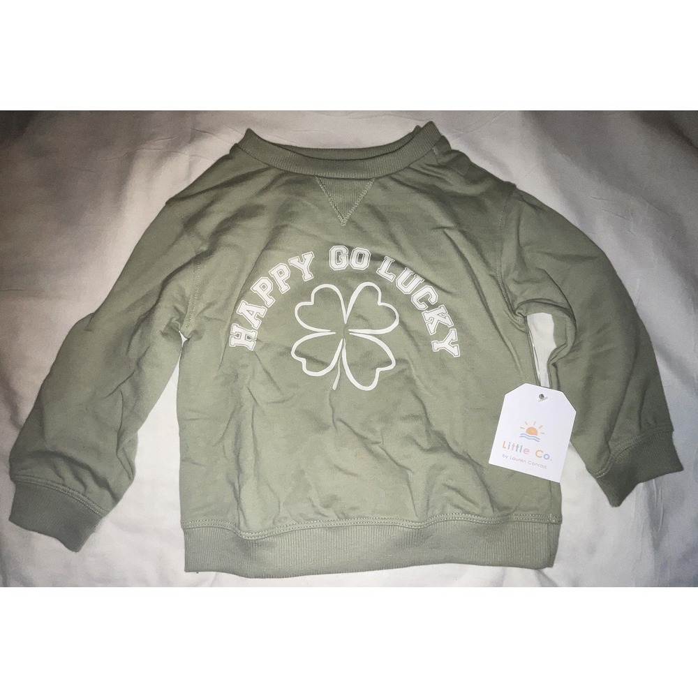 "Happy Go Lucky" New Sweatshirt - Size 18 Month - Little Co. By Lauren Conrad